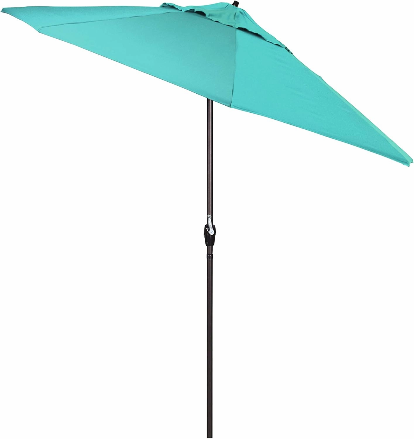 California Umbrella 7.5' Round Sunbrella Aluminum Outdoor Deck, Pool or Patio Umbrella, Crank Lift, Auto Tilt, Bronze Pole, Aruba