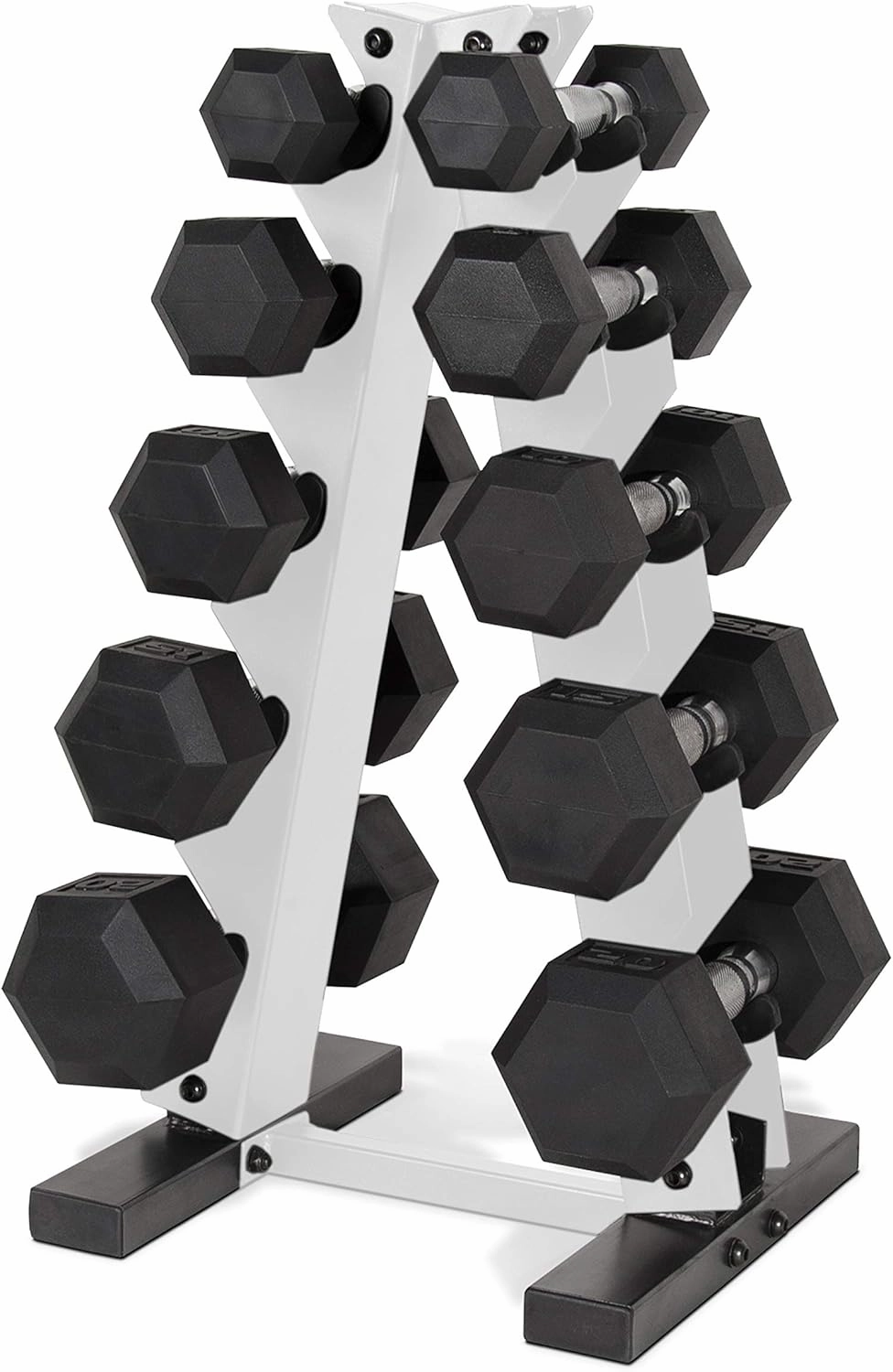 CAP Barbell 150 LB Coated Hex Dumbbell Weight Set with Vertical Rack | Multiple Options