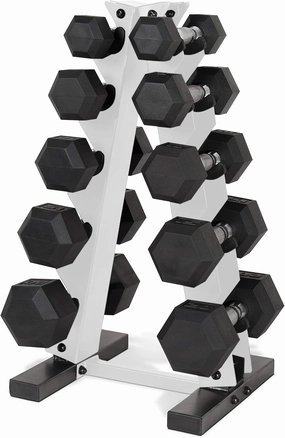 CAP Barbell 150 LB Coated Hex Dumbbell Weight Set with Vertical Rack | Multiple Options