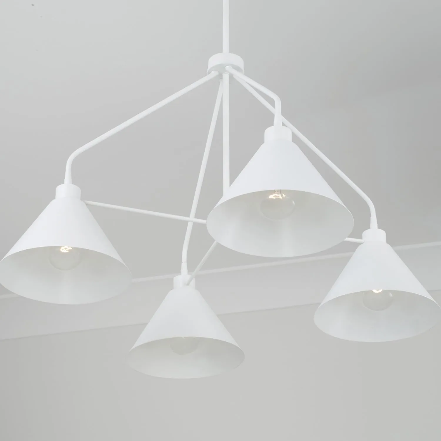 Capital Lighting 451341WE Alden Modern Industrial Metal Cone Chandelier, 4-Light 400 Total Watts, 20" H x 33" W, Matte White