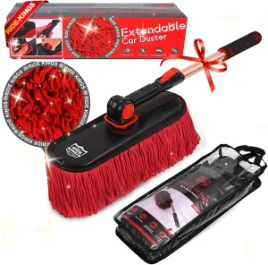 Car Duster Exterior，Scratch Free Soft Brush Kit for,Truck,SUV,RV and Motorcycle,Wax Cotton Hair, Extendable Handle,Car Feather Duster,No Lint，Gifts for Men Women