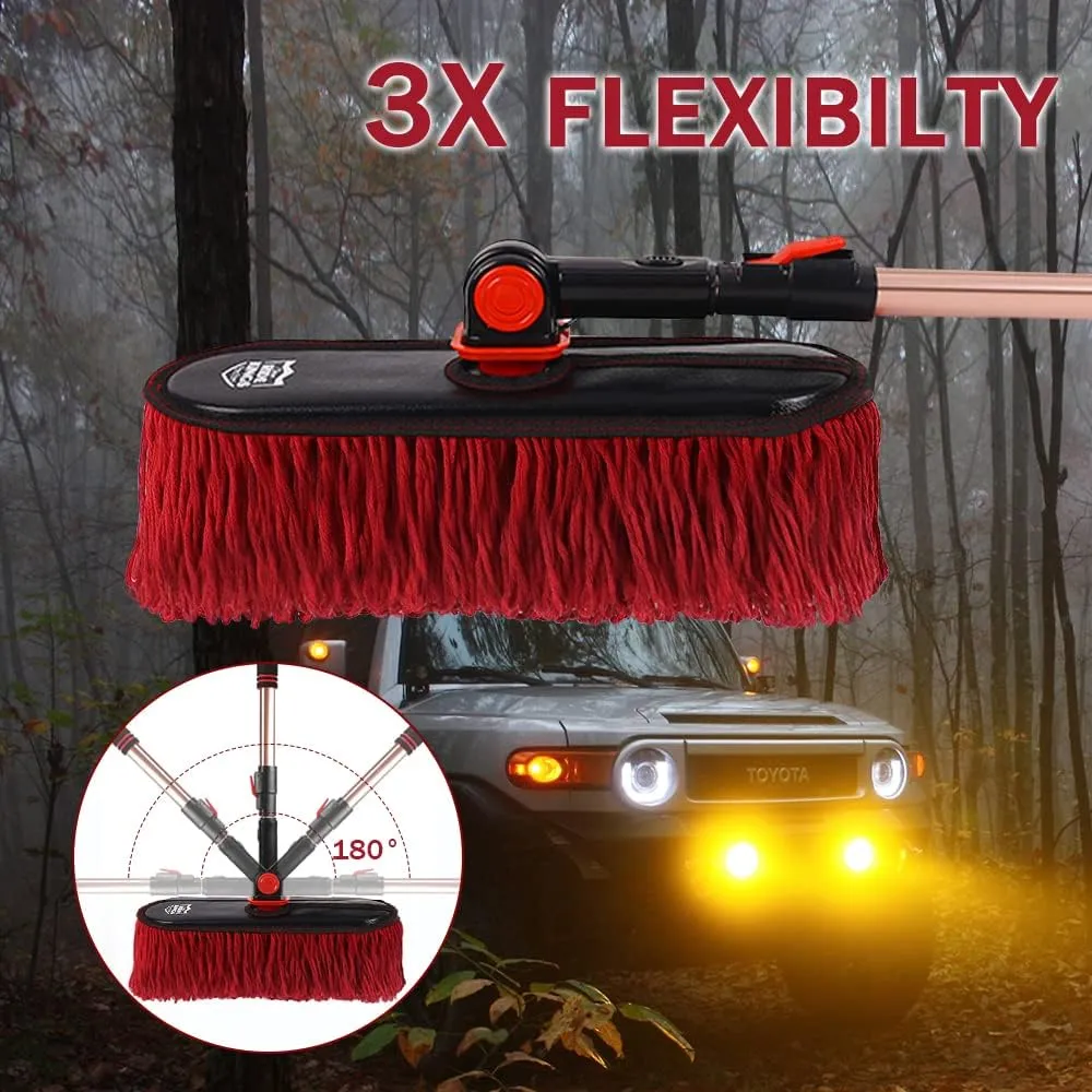 Car Duster Exterior，Scratch Free Soft Brush Kit for,Truck,SUV,RV and Motorcycle,Wax Cotton Hair, Extendable Handle,Car Feather Duster,No Lint，Gifts for Men Women