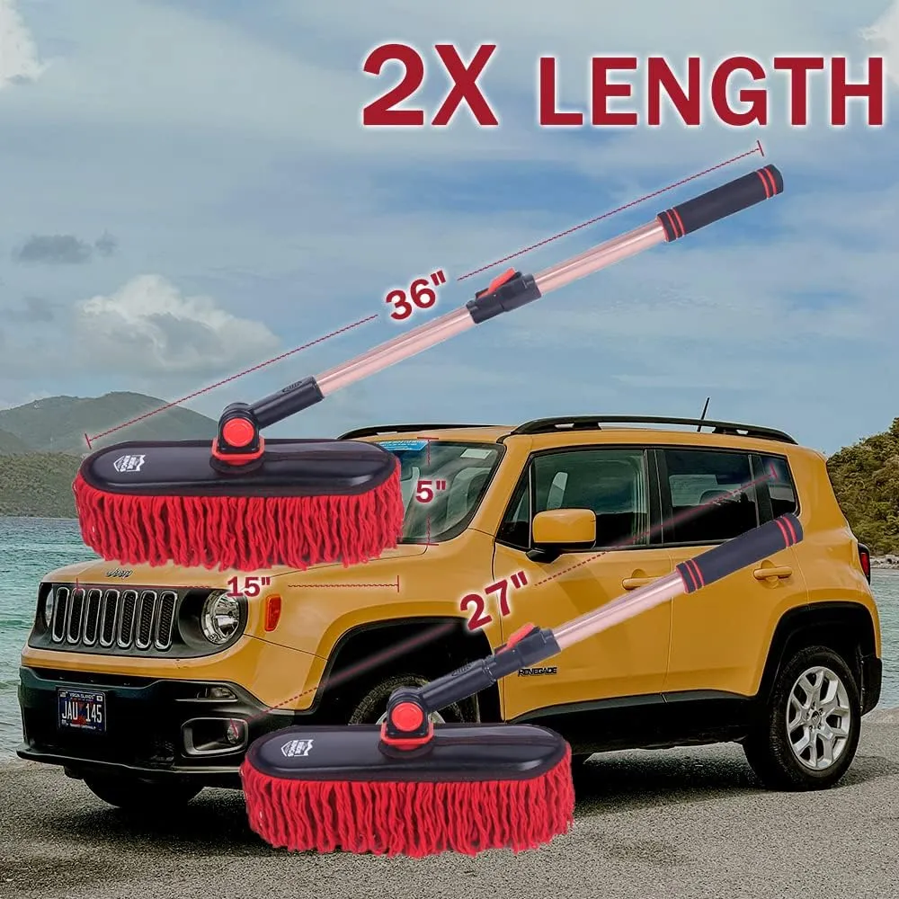 Car Duster Exterior，Scratch Free Soft Brush Kit for,Truck,SUV,RV and Motorcycle,Wax Cotton Hair, Extendable Handle,Car Feather Duster,No Lint，Gifts for Men Women