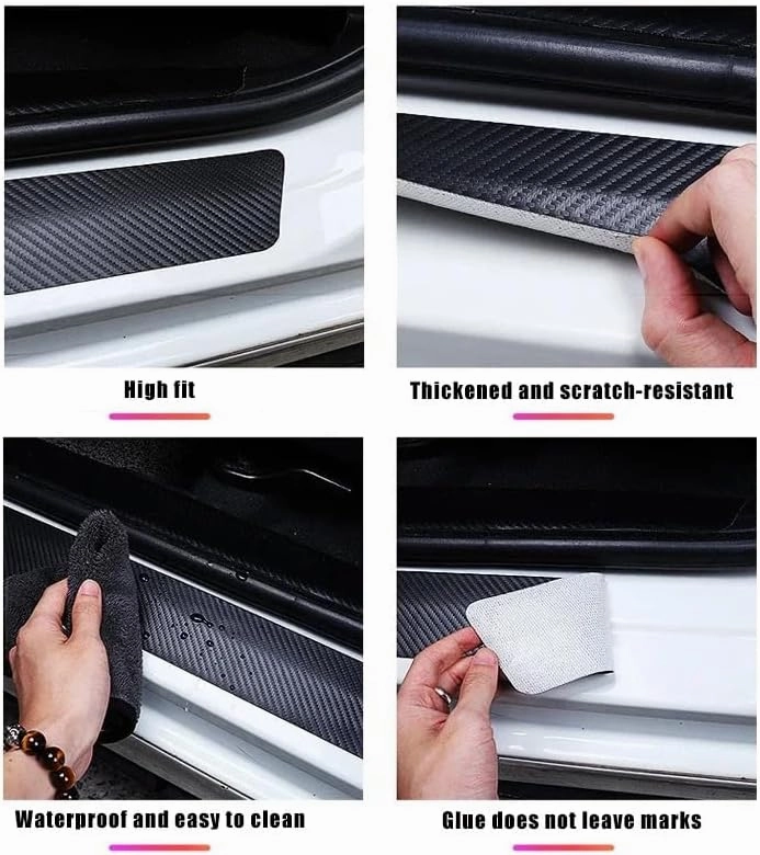 Car Door Edge Guards Door Sill Protector for Mazda Biante 2008-2018, Door Sill Plate Protectors Carbon Fiber Car Wrap Film, Car Door Threshold Protection, Car Accessories,4pcs