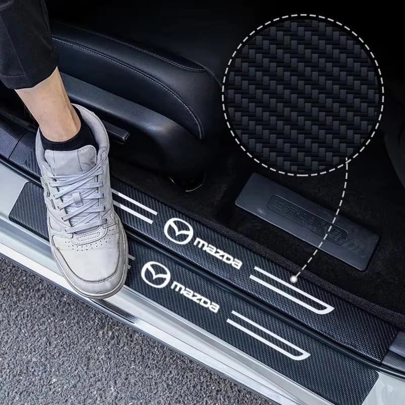 Car Door Edge Guards Door Sill Protector for Mazda Biante 2008-2018, Door Sill Plate Protectors Carbon Fiber Car Wrap Film, Car Door Threshold Protection, Car Accessories,4pcs
