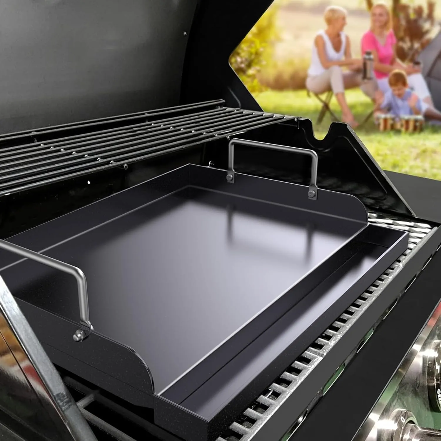 Cast Iron Griddle for Gas Grill, Nanoceramic Nonstick Flat Top Griddle Insert for Outdoor Gas Grill