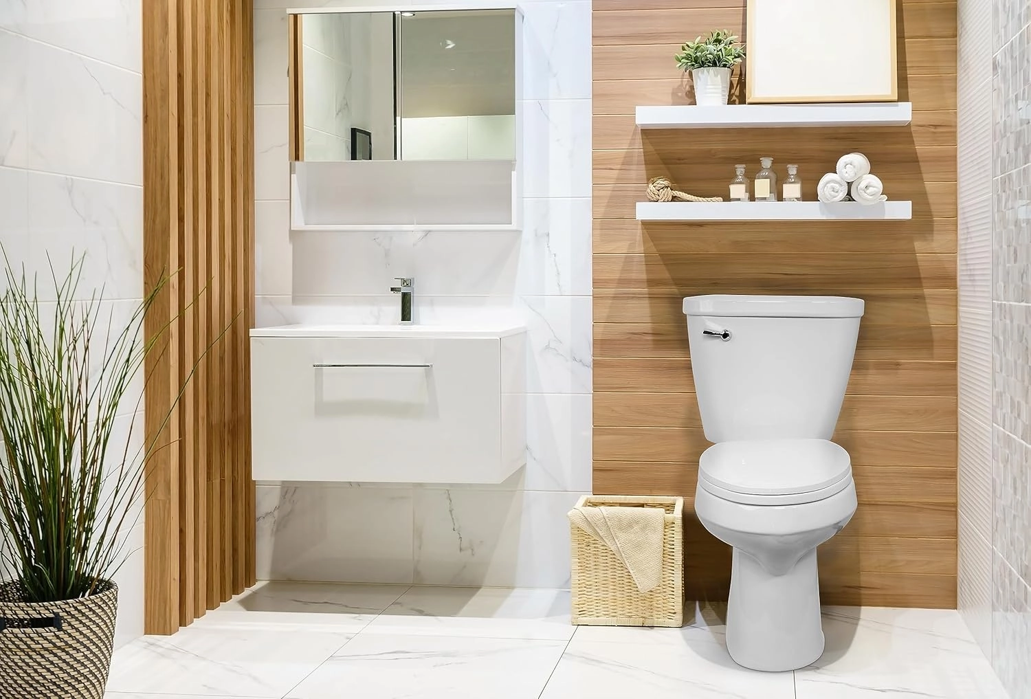 Centoco Round Toilet Seat Soft Close, Closed Front with Cover, Premium Seat, Plastic, Made in the USA, 1400SC-001, White