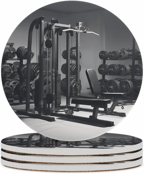 Ceramic Coasters Drink Coasters with Cork Backing Gym Equipment Round Marble Coaster Non-Slip Absorbent Coaster Sets of 4PCS Cup Pad for Table Protection Housewarming Gifts