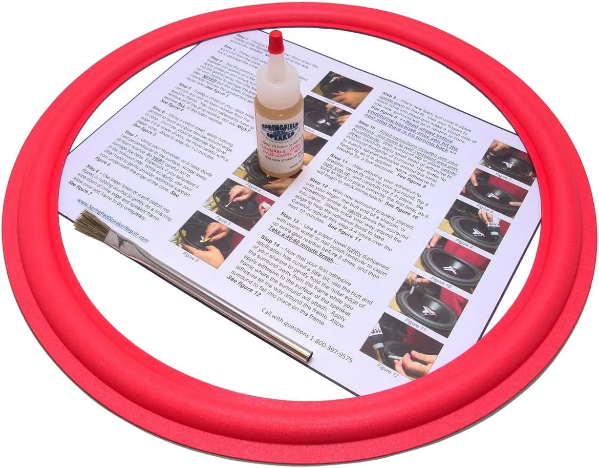 Cerwin Vega 15" Angle-Attach Speaker Foam Surround Edge Repair Kit - 1 Speaker Kit - Compatible with Cerwin Vega ATW-15, AT15, AT100, 380SE, VS150, Many More