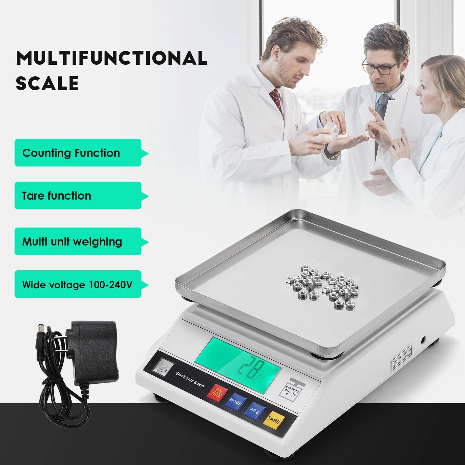 CGOLDENWALL High Precision Digital Accurate Analytical Electronic Balance Laboratory Lab Scale Industrial Weighing and Counting Scale with Counting Function CE 0.1g (3kg, 0.1g)