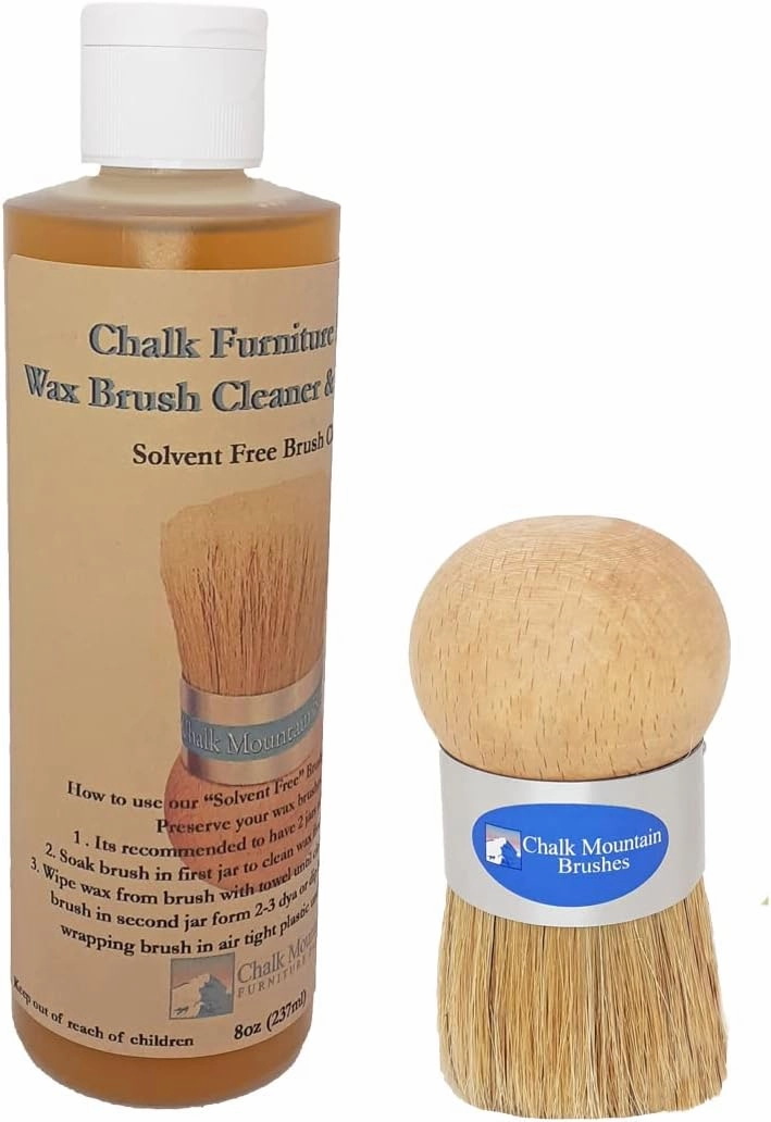 Chalk Mountain 8oz Natural Wax Brush Cleaner & Conditioner Kit w/Ergonomic Boar Hair Brush - 2 Pack