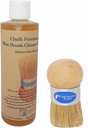 Chalk Mountain 8oz Natural Wax Brush Cleaner & Conditioner Kit w/Ergonomic Boar Hair Brush - 2 Pack