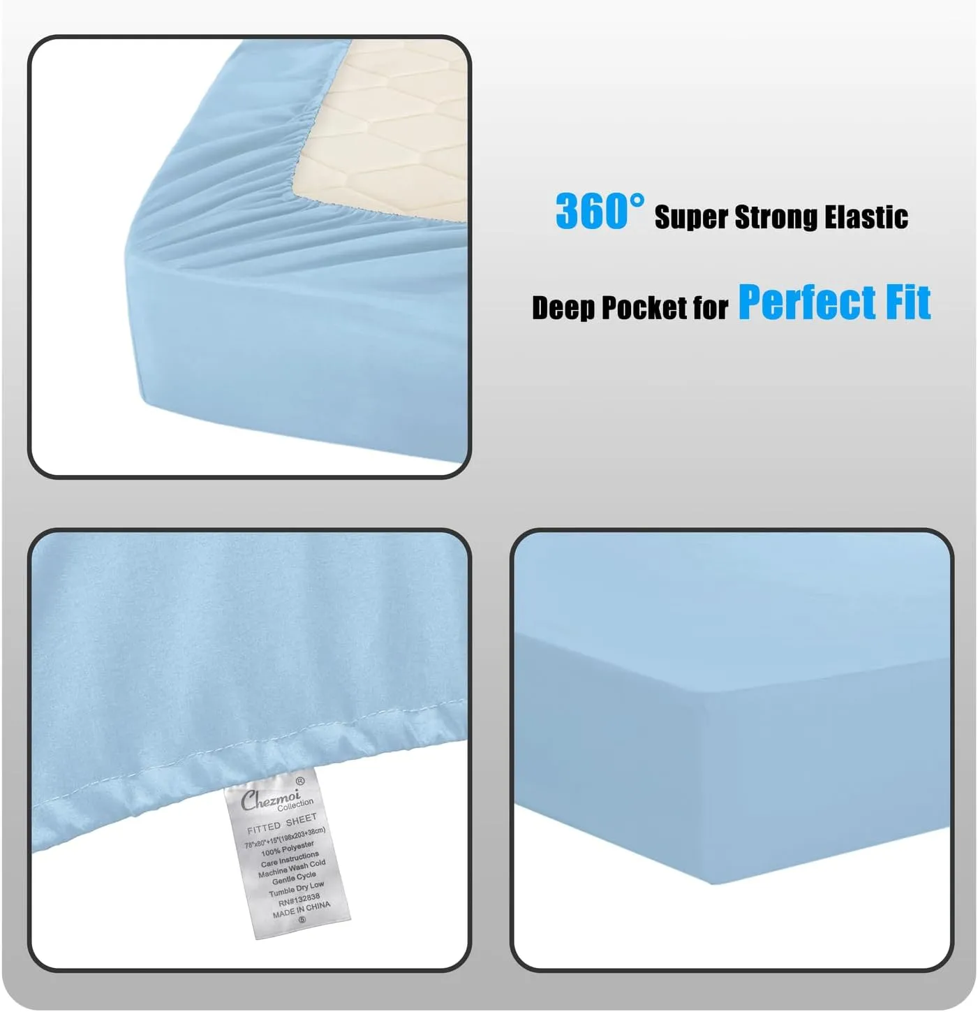Chezmoi Collection Liam Chambray Blue Queen Size Bed in a Bag Comforter Set - 7 Pieces Coin Pattern Lightweight Comforter with Bed Sheets, Pillowcases & Shams Bedding Set for All Seasons