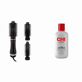CHI 3-in-1 Heated Round Blowout Brush & INFRA Silk Infusion, 6 Fl Oz