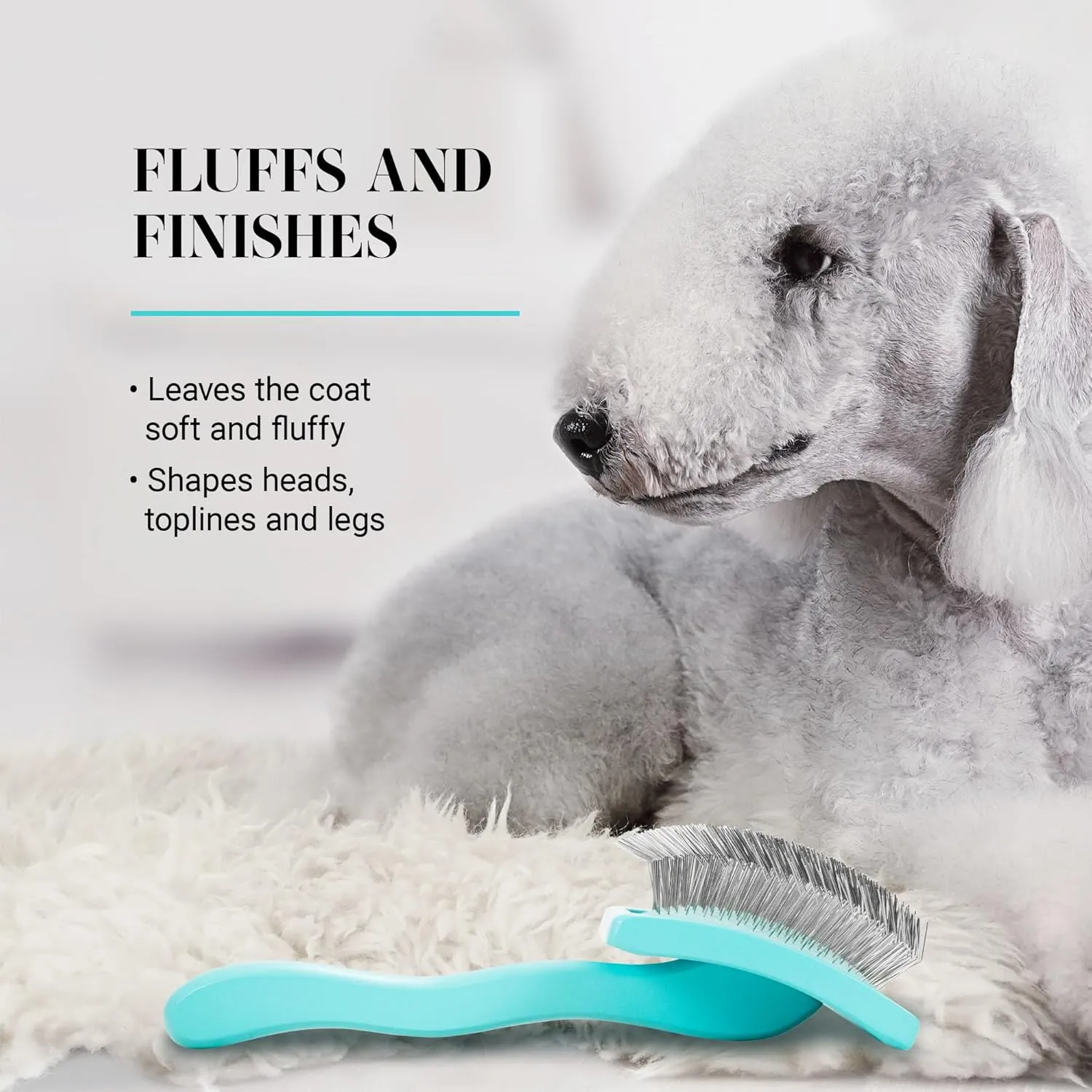 Chris Christensen Big G Dog Slicker Brush for Dogs (Goldendoodles, Labradoodles, Poodles), Groom Like a Professional, Fluff Detangle Style, Saves Time Energy, Teal, Large