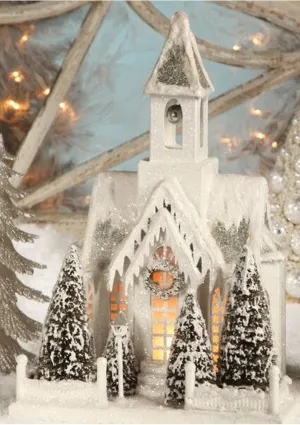 Christmas Decor - Bethany Lowe Designs - Large Ivory Church