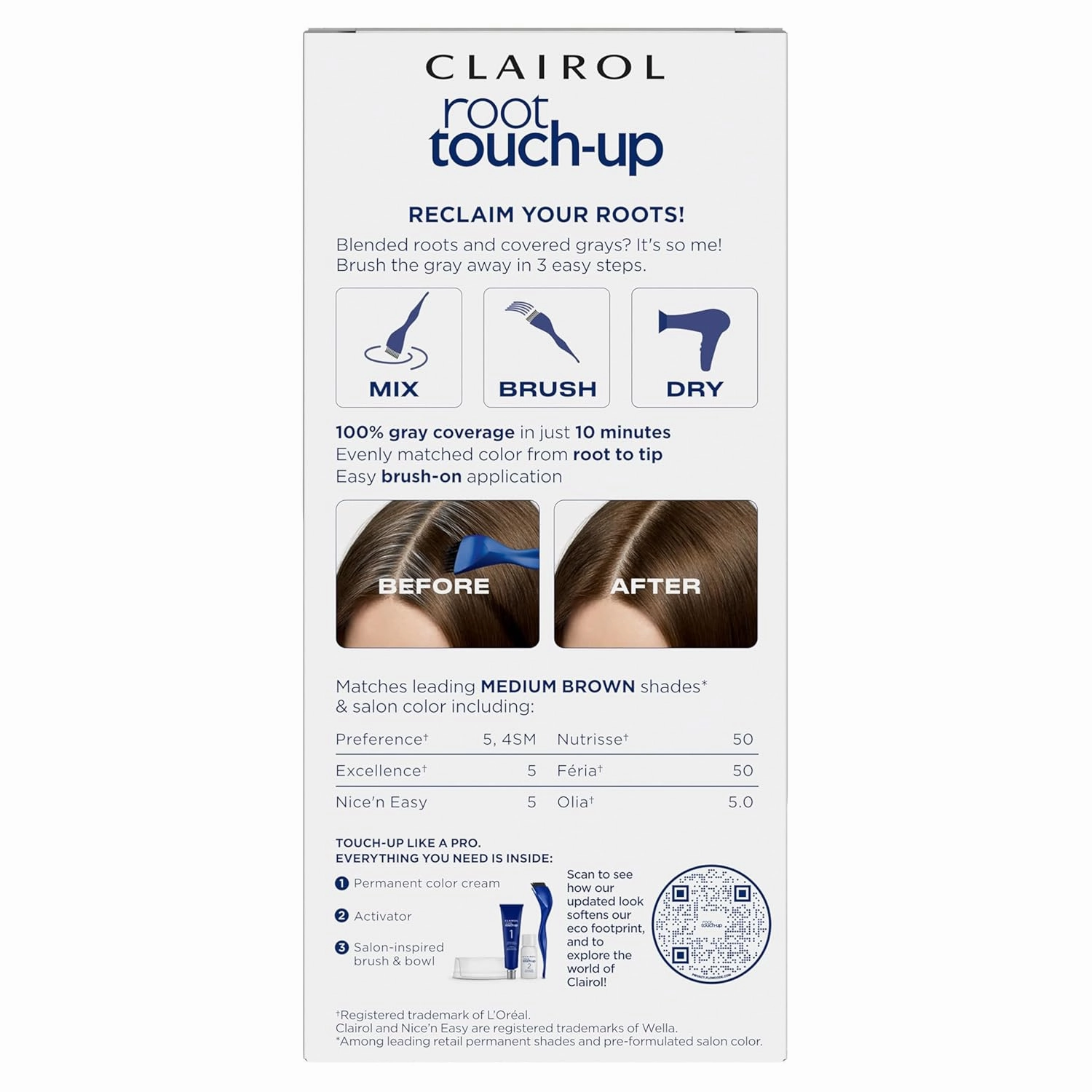Clairol Root Touch-Up by Nice'n Easy Permanent Hair Dye, 5 Medium Brown Hair Color, Pack of 2
