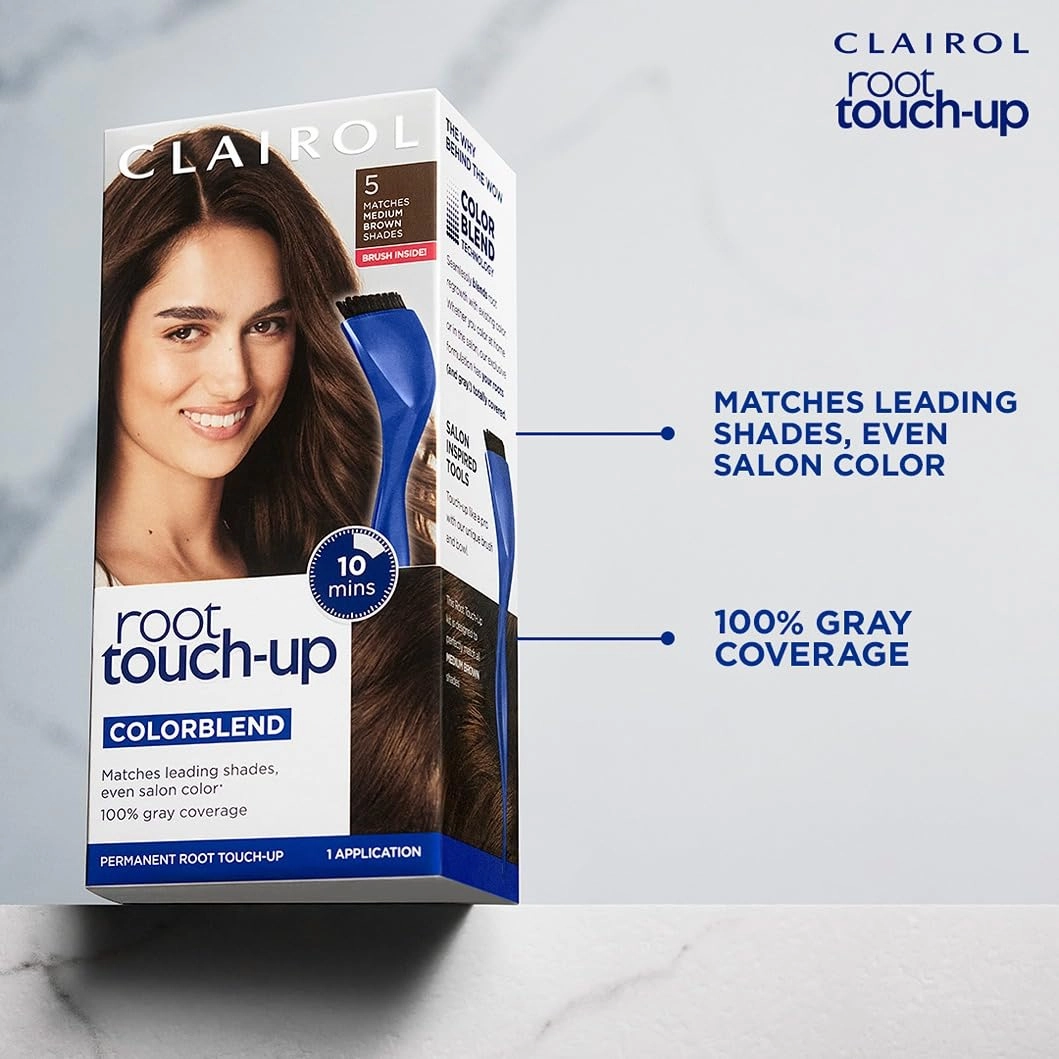 Clairol Root Touch-Up by Nice'n Easy Permanent Hair Dye, 5R Medium Auburn/Reddish Brown Hair Color, Pack of 2