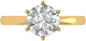 Clara Pucci 2Ct Round Cut Solitaire Moissanite Engagement Ring for Women - Solid 14K Yellow Gold