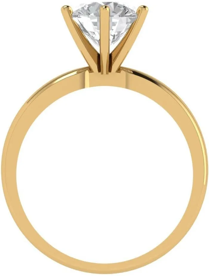 Clara Pucci 2Ct Round Cut Solitaire Moissanite Engagement Ring for Women - Solid 14K Yellow Gold