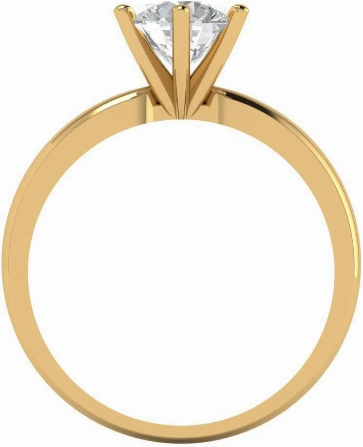 Clara Pucci 1Ct Round Cut Solitaire Moissanite Engagement Ring - Solid 14K Yellow Gold