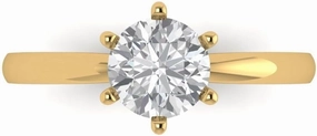 Clara Pucci 1Ct Round Cut Solitaire Moissanite Engagement Ring - Solid 14K Yellow Gold