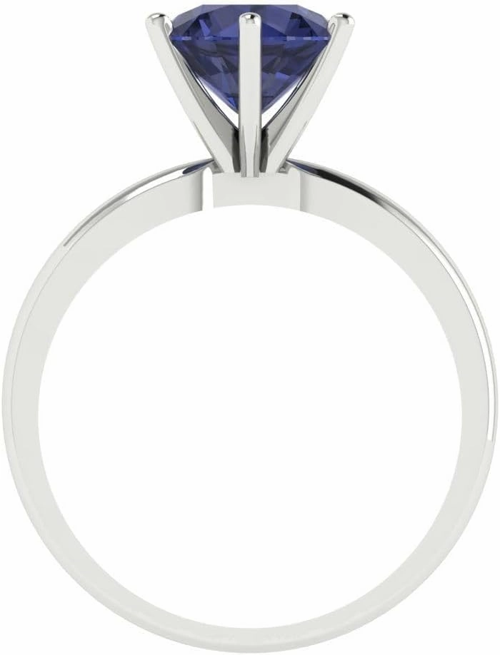 Clara Pucci 2.0 ct Round Cut Solitaire VVS1 Blue Sapphire Wedding Bridal Designer Anniversary Engagement Ring in 14k White Gold