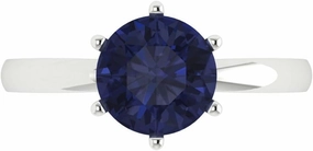 Clara Pucci 2.0 ct Round Cut Solitaire VVS1 Blue Sapphire Wedding Bridal Designer Anniversary Engagement Ring in 14k White Gold