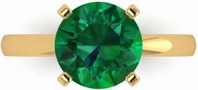 Clara Pucci 3.0 ct Round Cut Solitaire VVS1 Green Emerald Wedding Bridal Designer Anniversary Engagement Ring in 14k Yellow Gold