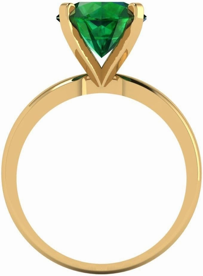 Clara Pucci 3.0 ct Round Cut Solitaire VVS1 Green Emerald Wedding Bridal Designer Anniversary Engagement Ring in 14k Yellow Gold