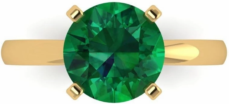 Clara Pucci 3.0 ct Round Cut Solitaire VVS1 Green Emerald Wedding Bridal Designer Anniversary Engagement Ring in 14k Yellow Gold