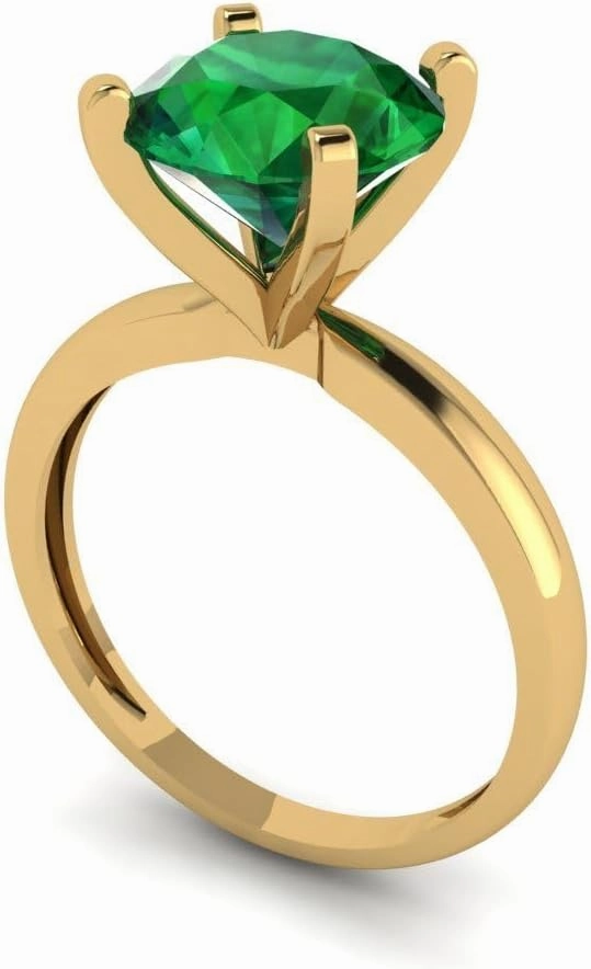 Clara Pucci 3.0 ct Round Cut Solitaire VVS1 Green Emerald Wedding Bridal Designer Anniversary Engagement Ring in 14k Yellow Gold