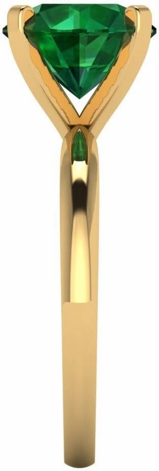 Clara Pucci 3.0 ct Round Cut Solitaire VVS1 Green Emerald Wedding Bridal Designer Anniversary Engagement Ring in 14k Yellow Gold