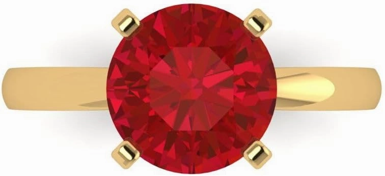 Clara Pucci 3.0 ct Round Cut Solitaire VVS1 Red Ruby Wedding Bridal Designer Anniversary Engagement Ring in 14k Yellow Gold for Women