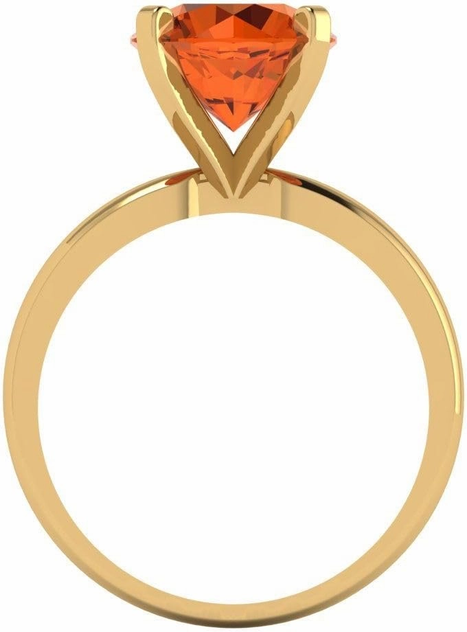 Clara Pucci 3.0 ct Round Cut Solitaire VVS1 Red Ruby Wedding Bridal Designer Anniversary Engagement Ring in 14k Yellow Gold for Women