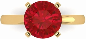Clara Pucci 3.0 ct Round Cut Solitaire VVS1 Red Ruby Wedding Bridal Designer Anniversary Engagement Ring in 14k Yellow Gold for Women