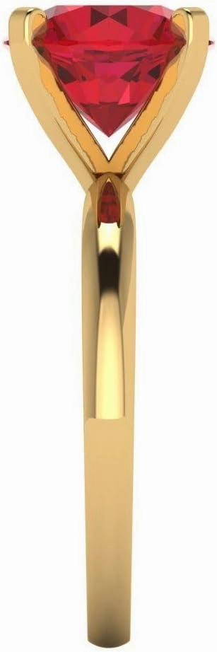 Clara Pucci 3.0 ct Round Cut Solitaire VVS1 Red Ruby Wedding Bridal Designer Anniversary Engagement Ring in 14k Yellow Gold for Women