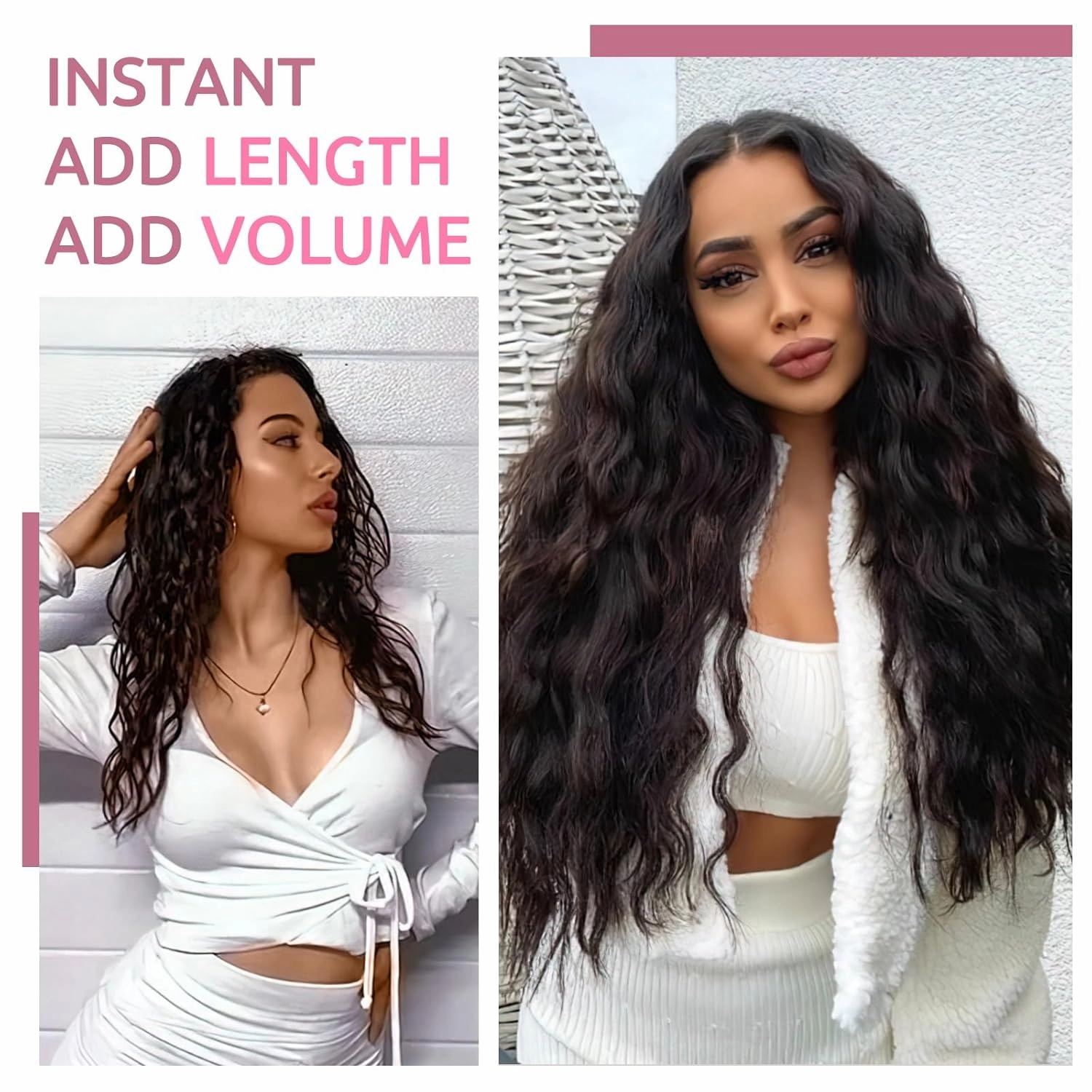 Clip in Hair Extensions Lace Weft 5PCS Hair Extensions Thick 24" Long Loose Waves Curly Lightweight Synthetic Hairpieces for Women 24/26P613