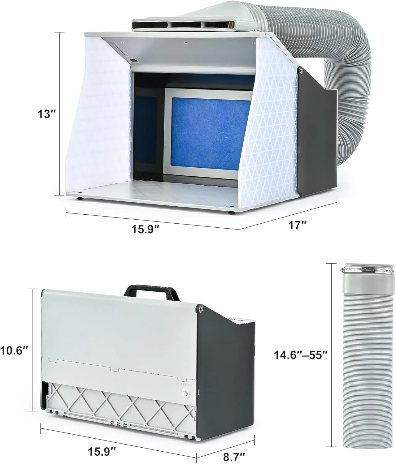 CO-Z Airbrush Spray Booth with Dual Fans & 4 LED Lihts, Folding Painting Booth with 19.5 cm Turntable, Portable Hobby Air Brush Booth with 140 cm Exhaust Hose for DIY Painting Model Craft Cake More
