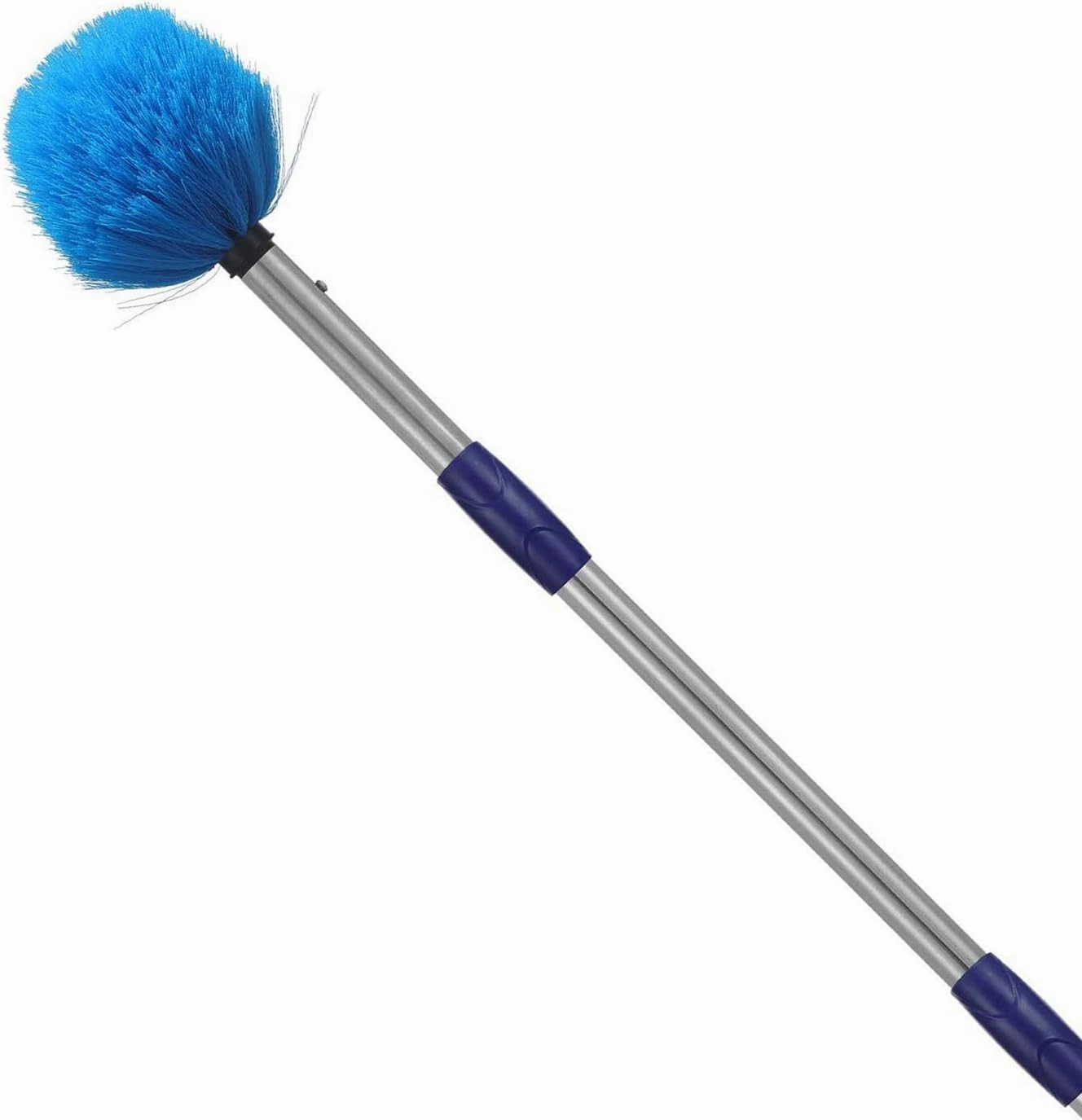 Cobweb Duster with Pole, 4ft Stainless Steel Pole Cobweb Brush with Medium-Stiff Bristles for Walls Beams Shelves Iight Fixtures and Window Screens