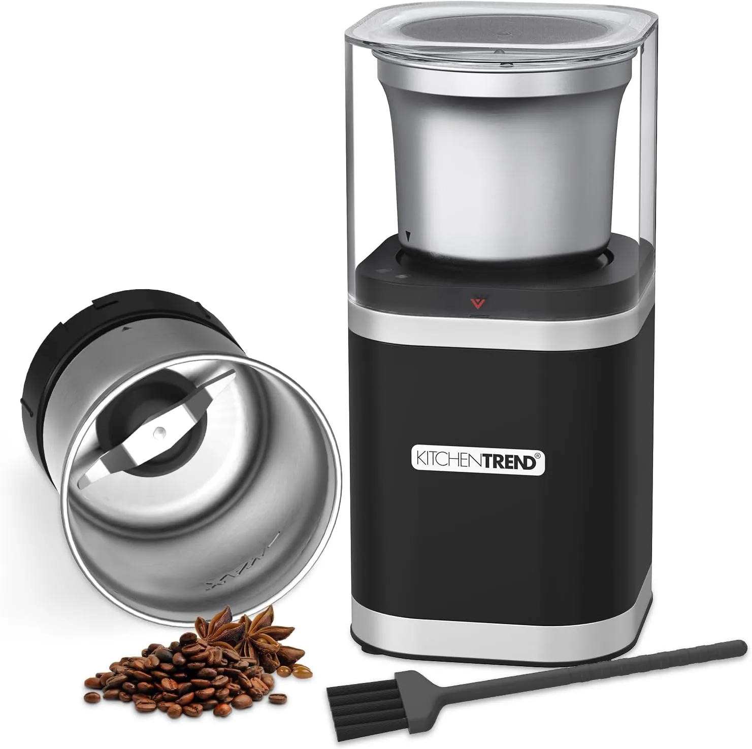 Coffee Bean Grinder Electric, Espresso Grinder for Home Use with Removable Stainless Steel Bowl, 12-Cups Coffee Bean Capacity w/Cleaning Brush (Black)
