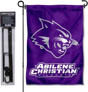 College Flags & Banners Co. Abilene Christian Wildcats Garden Flag with Pole Stand Holder