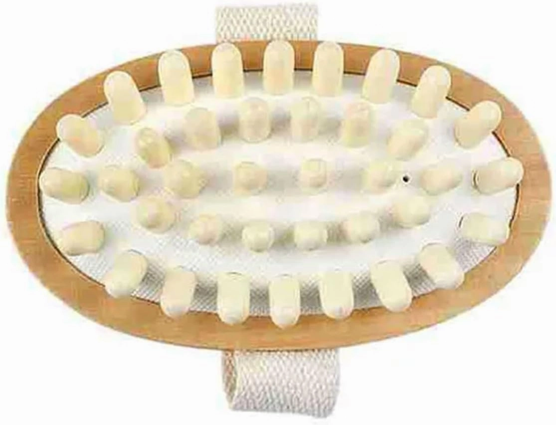 Comb 2pc Anti Cellulite Wooden Massage Brush Fat Remover Massager with Hand Strap Portable Pocket Size Good with or Without Creams for Women & Men