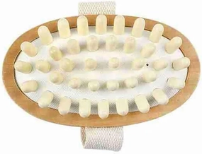 Comb 2pc Anti Cellulite Wooden Massage Brush Fat Remover Massager with Hand Strap Portable Pocket Size Good with or Without Creams for Women & Men