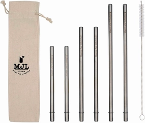 Combo Pack Safer Rounded End Stainless Steel Metal Straws for Mason Jars (6 Pack   Cleaning Brush   Bag)