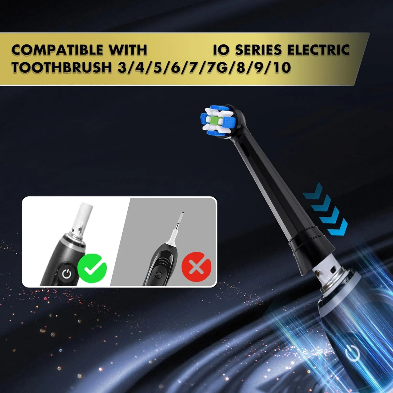 Compatible with Oral-B iO 3/4/5/6/7/8/9/10 Series Ultimate Clean Electric Toothbrush Replacement Brush Heads,for Oral-B iO Electric Toothbrush,10 Pack (Black)