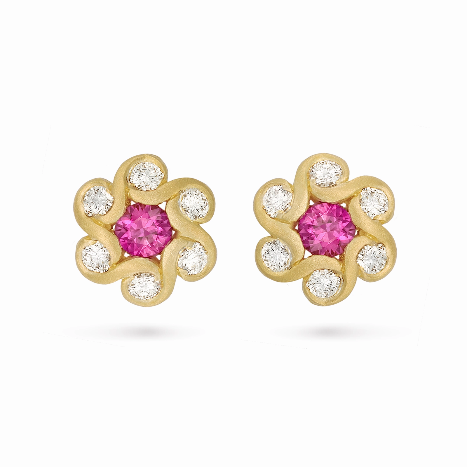 Contour Pink Sapphire & Diamond Whirlpool Earrings