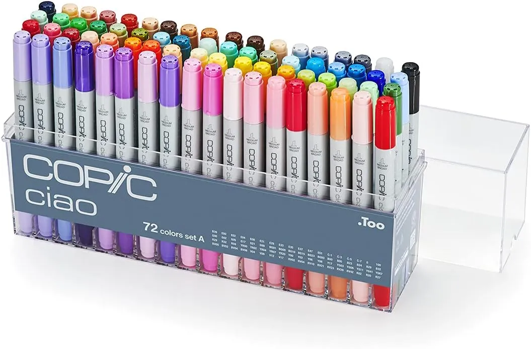 Copic Ciao, Ultra-blendable alcohol markers, 72 color Set A