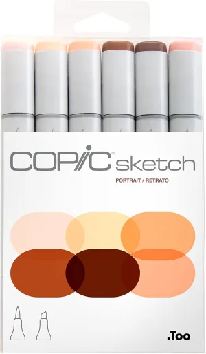 Copic Sketch, Alcohol Markers, 6pc Set, Portrait