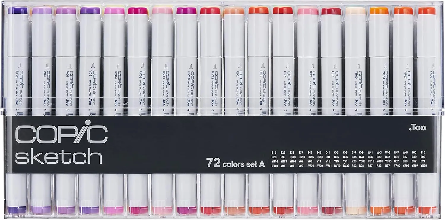Copic Sketch, Ultra-blendable Alcohol Markers, 72pc Set A
